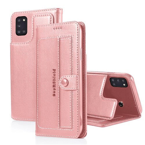 For Samsung Galaxy A31 Luxury Wallet Flip Case Leather Card Slots Cover (Rose Gold) For Samsung Galaxy A31 Luxury Wallet Flip Case Leather Card Slots Cover (Rose Gold)